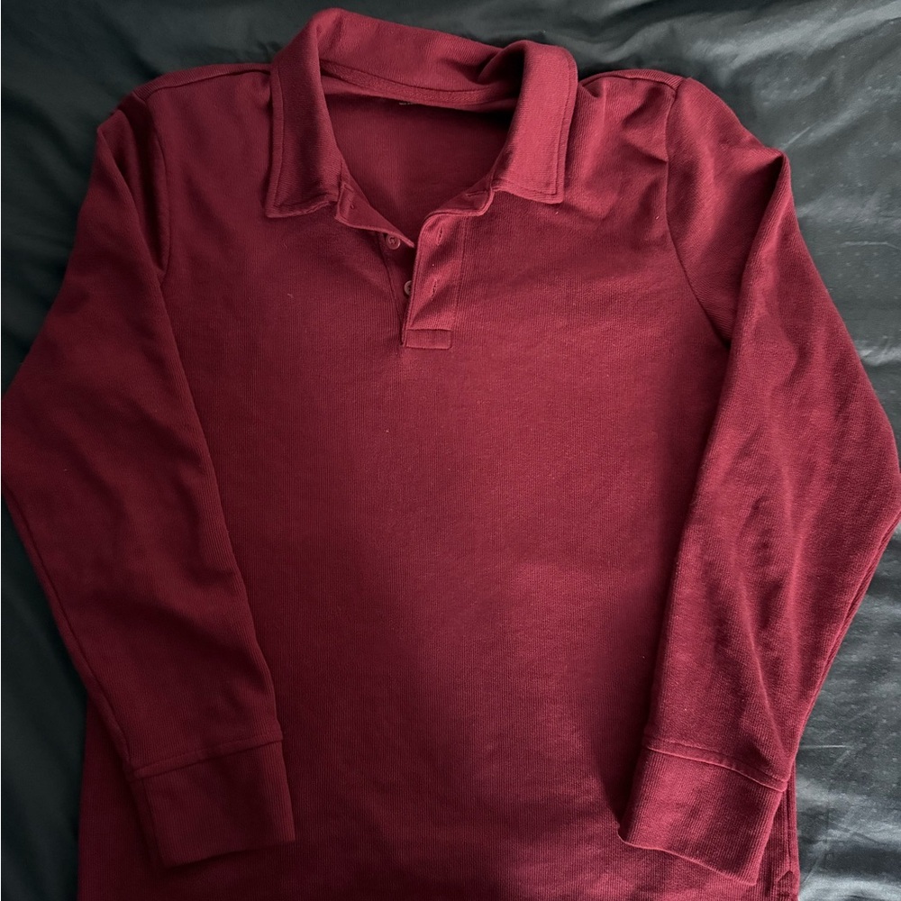Old Navy Men's Deep Burgundy Long-Sleeve Polo Sweater